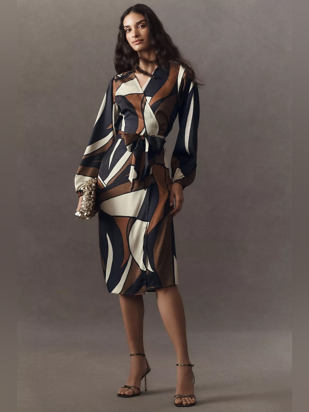 Anthropologie DIARRABLU Lala Long-Sleeve Wrap Midi Dress Size Medium